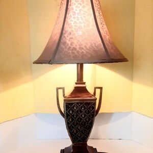 Loving Cup Relief Patterned Lamp with Leopard Print Shade